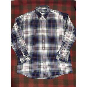 Vintage Burberry London Plaid Shirt Mens L Made USA Check Button Down